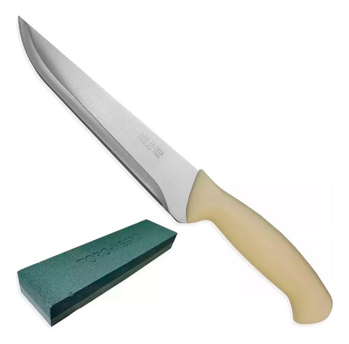 Cuchillo Cocina Carnicero  9 PuLG Mango Blanco + Piedra