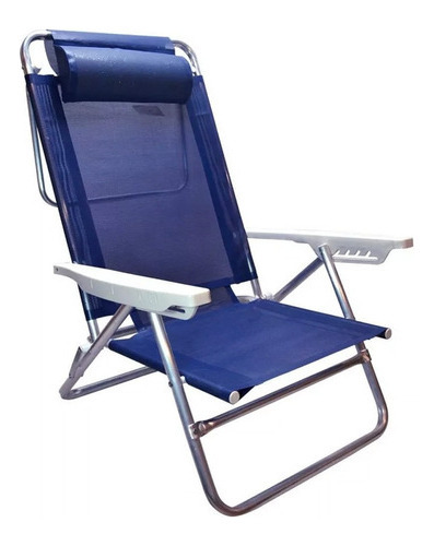 Reposera Silla C/almohada 6 Posiciones Aluminio Mor Summer Color Azul marino
