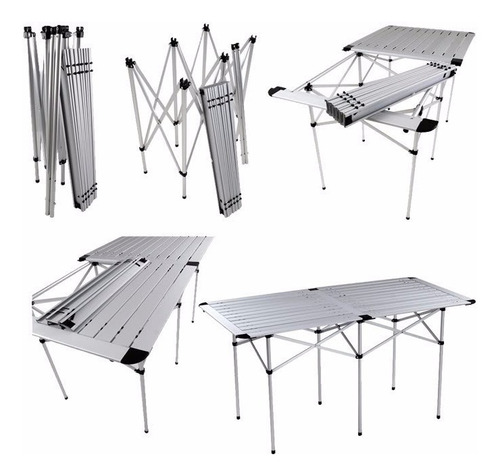 Mesa Camping Dobravel Aluminio Praia Andorra Retangular Mor