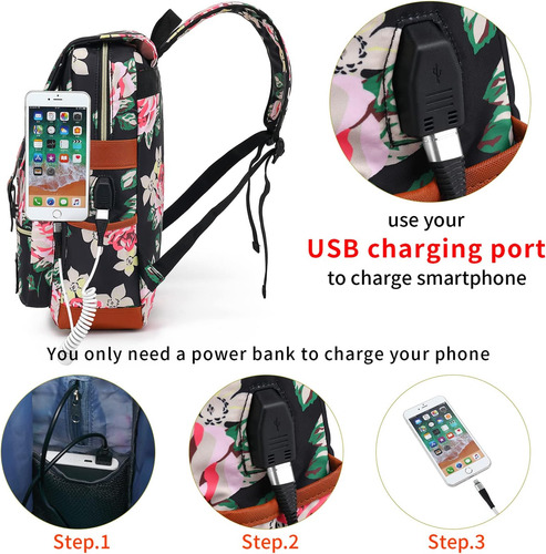Ygr Mochila Floral Para Computadora Portátil Para Mujer, Muj