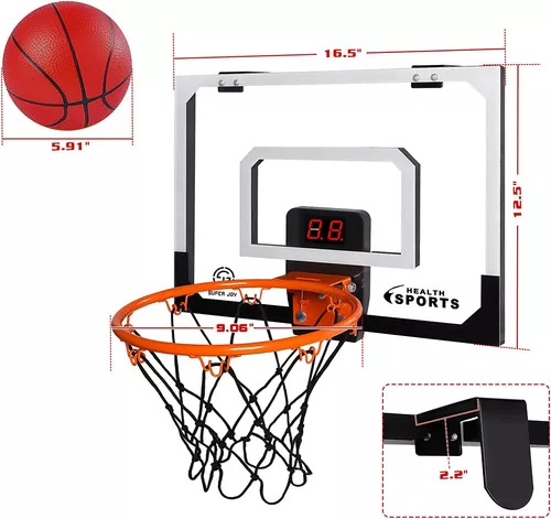 Aro de baloncesto de puerta de juguete, marcador electrónico con canasta  separada de sonido con aro de baloncesto de acción de resorte para  interiores