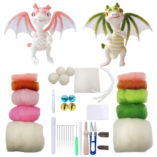 Needle Felting Kits Beginners, Diy Wool Felt Dragon Mat...