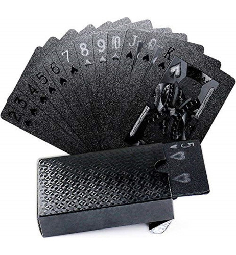 Joyoldelf Juego De Cartas De Póquer De Aluminio Negro