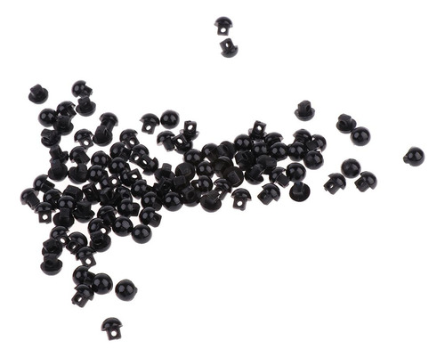 3 X 100 Piezas De Botones De De Negras Para Ojos De Muñeca