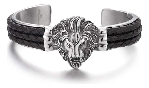 Coolsteelandbeyond Brazalete De Acero Con Cabeza De León Con