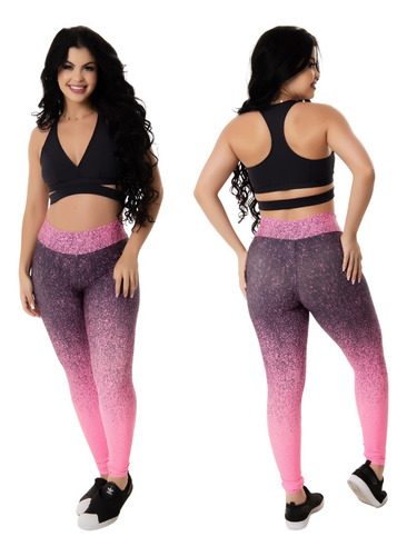 Kit 2 Calças Legging Estampada Cós Modelador Alto Fitness.