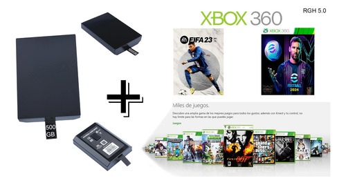 Xbox 360 Ultra Slim 5.0+ Disco 500g 200j+ Controles+ Kinect