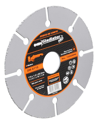 Disco Corte Madera Para Miniesmeril 4-1/2 X 7/8 Gladiator