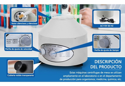 Máquina Centrífuga Prp 4000 Rpm Para Laboratorio 800-d 110v
