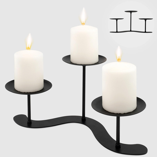 Candelabro De Hierro Negro Para Velas De Mesa De Pilar