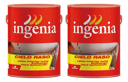 Cielo Raso Interior Mate Látex 2 X 4 L Blanco Ingenia Mm