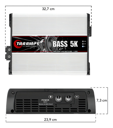 Modulo Taramps Bass5k 5000w 1 Ohm Amplificador 5000 5k Para Subwoofers Graves Subgraves 5000 Rms 1 Canal Som Automotivo