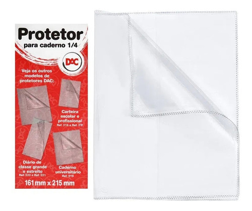 Capa Protetora P/caderno Pequeno 1/4 Cristal 16,1x21,5 C/3un