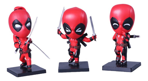 Colección 3 Figuras Q Version Deadpool Super Héroe Marvel