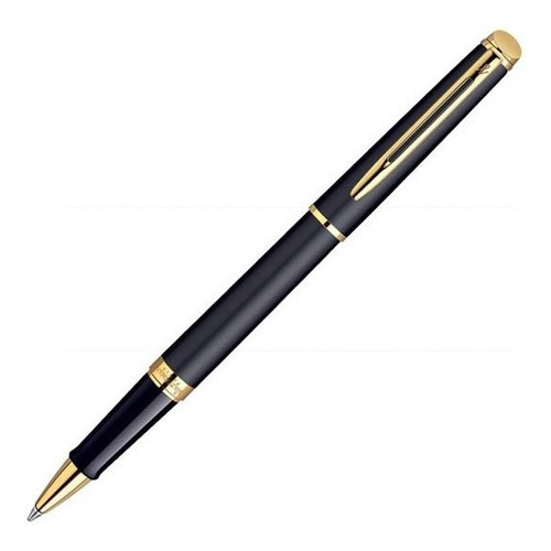 Bolígrafo Rollerball Waterman Laca Negra Gt Bañada En Oro