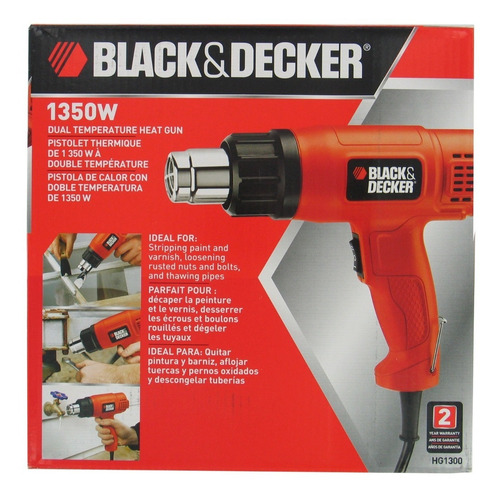 Imagen 3 de 3 de Pistola De Calor Black & Decker 1350w Hg1300