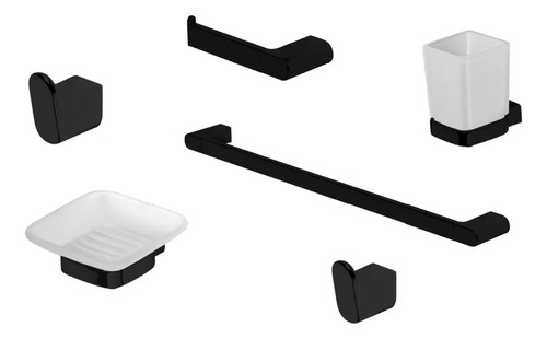 Combo Peirano De Accesorios Para Baño - Soria Black 6 Piezas