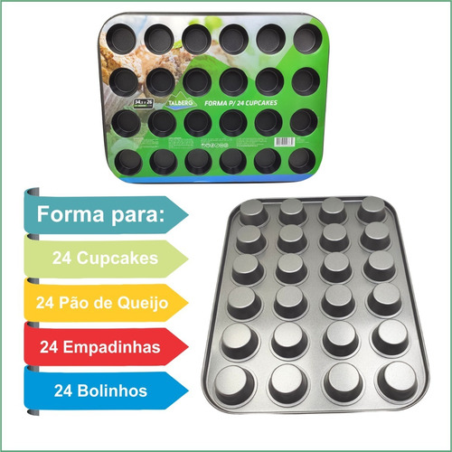Imagem 2 de 7 de Forma Cupcake Pão De Queijo Antiaderente 24 Cavidades Teflon