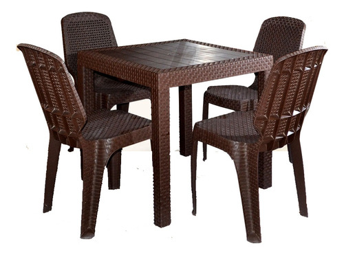 Set De Comedor 1 Mesa + 4 Sillas - Simil Ratán