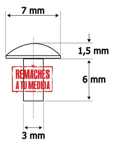 Remache Aluminio Macizo 3 X 6 Mm De Golpe X 500 Unidades