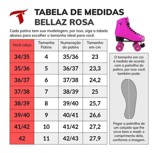 Imagem 4 de 5 de Patins Feminino 4 Rodas Traxart Bellaz Profissional Rosa