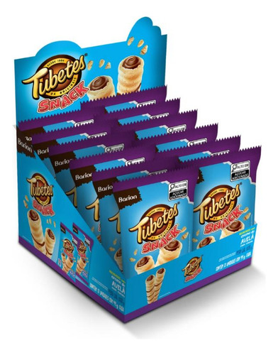 Wafer Recheado Tubetes Snack Avelã 44g Caixa Com 12 Unidades