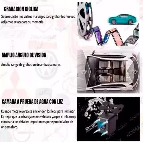 Espejo Retrovisor Dvr Universal 2 Camaras Delantera Reversa