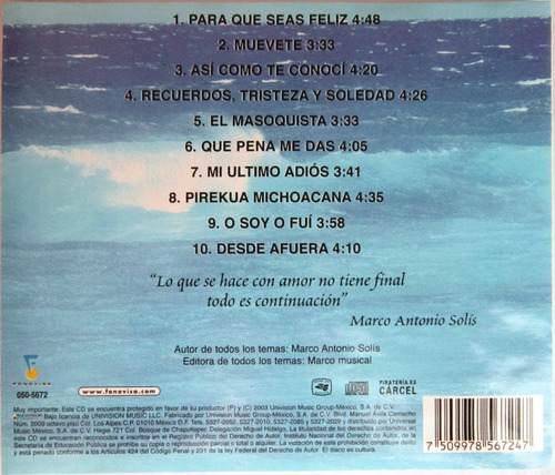 Marco Antonio Solis - En Pleno Vuelo Cd