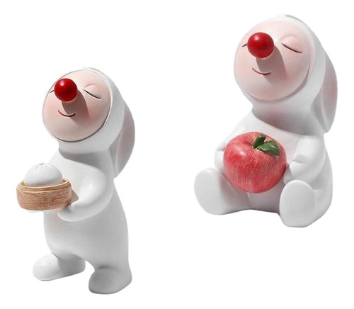 2 Piezas Estatuilla De Estatua De Conejo Roja Para La