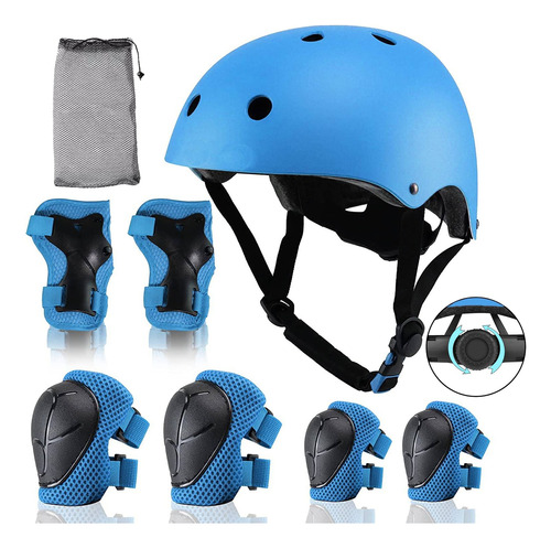 7 Pzs Kits De Protección Niños De Casco Rodilla Codo Y Manos