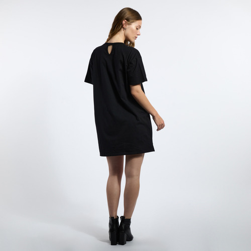Vestido Mujer Kevingston Strass Manga Corta Liso Negro