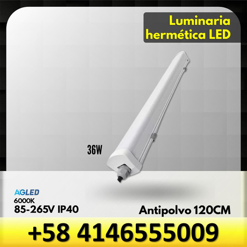 Luminaria Hermetica Led Antipolvo 36w 120cm 6k 85-265v Ip40