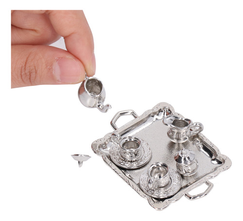Mini Juego De Té De Metal A Escala 1/12 Simulación
