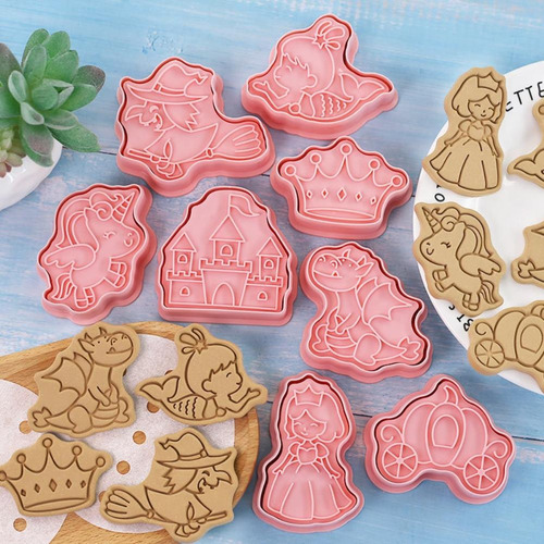 Cortadores De Galletas 3d, 8 Piezas De Frutas De Dinosaurio