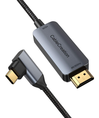 Cablecreation Cable Usb C A Hdmi De Ángulo 4k A 60hz, Adapta