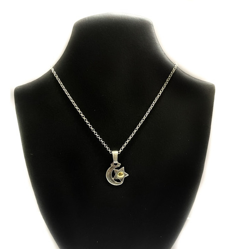 Conjunto Cadena Dije Luna Y Estrellas Plata 925 Y Oro 