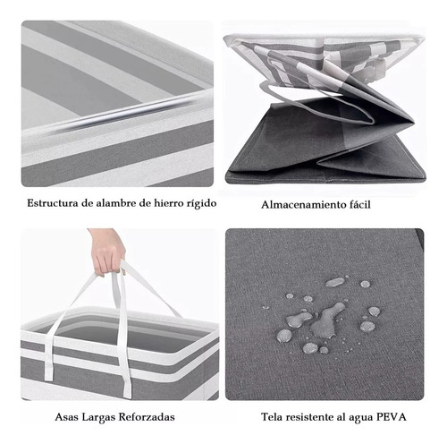 Cesto Grande Para Ropa Sucia Y Lavandería Plegable 3piezas 75l