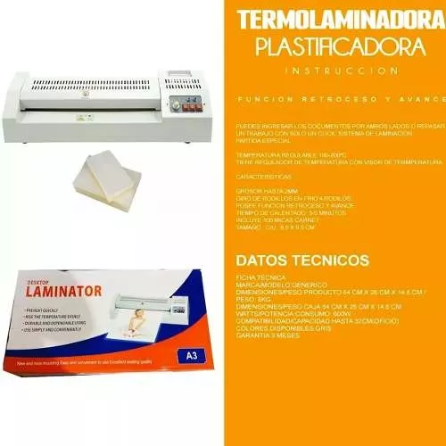 Pack Termolaminadora A4 + Guillotina A4 + 100 Micas Carnet