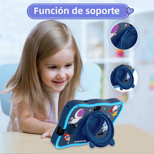 Tableta Para Niños Hancdon A15 7 Pulgadas, Pantalla Hd 6gb 128gb Android 12 Wifi 3800mah 5mp+13mp Con Funda Y Stylus Tablet Azul Polvo