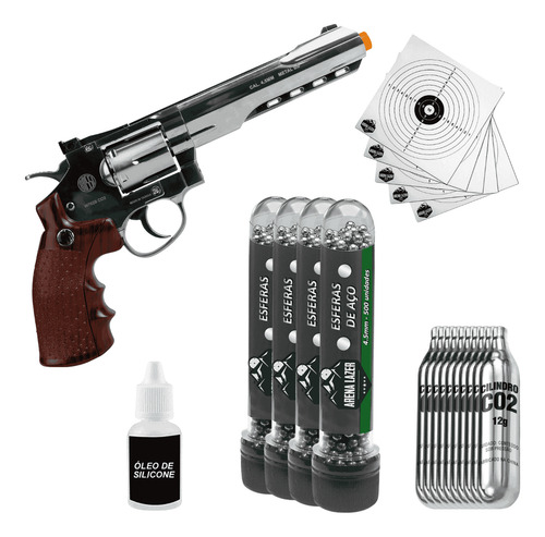 Revólver Co2 4.5mm W702s Full Metal + 10 Co2 + 2.000 Esferas