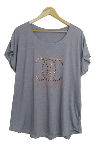 Remera Mujer Talle Grande Con Diseños En Strass