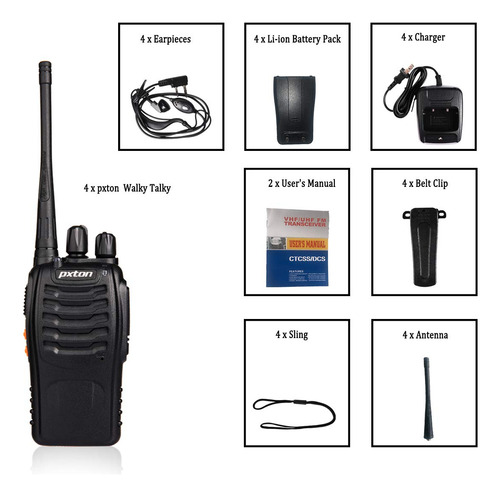 Walkie Talkies Recargables 16 Canales Con Auriculares Paqu