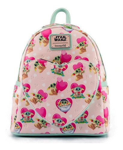 Loungefly Mini Backpack Grogu San Valentin Star Wars Color Rosa