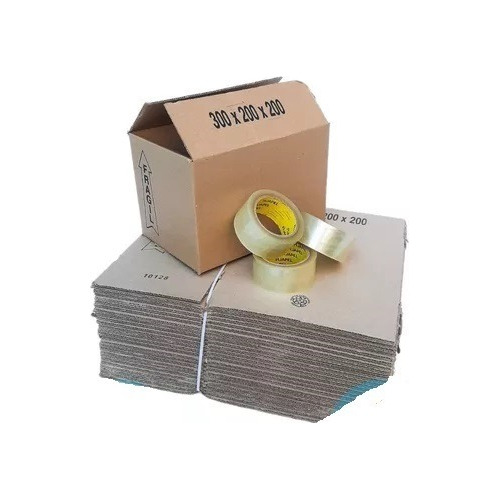 Kit Mudanza 25 Cajas30x20x20 +3 Cintas Embalar De 40 Metros