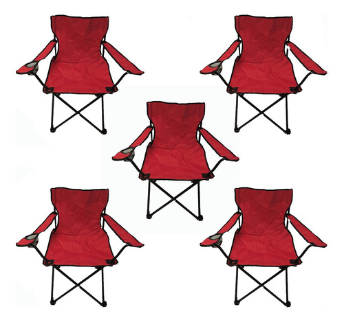 5 Sillas Plegables De Campismo Playa Outdoors Color Rojo