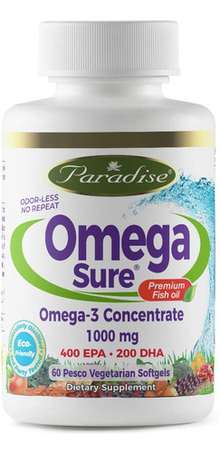 Paradise Herbs Concentrado Omega-3, Aceite De Pescado Premiu