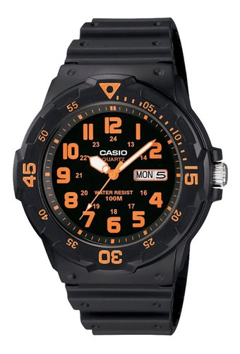 Reloj Casio De Hombre Mrw-200h-2 Análogo 10bar Negro-naranja