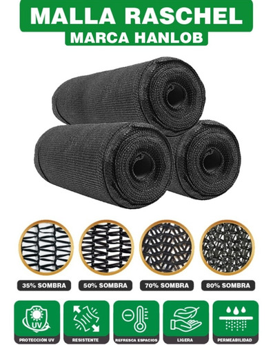 Imagen 8 de 10 de Malla Sombra Raschel 4.2m Ancho X 50m Largo 50%