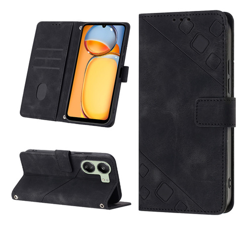 Funda Tipo Cartera En Relieve Para Xiaomi Redmi 13c 4g