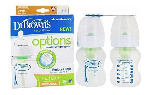 Botellas De Dr. Brown 5 Oz Opciones De Cuello Ancho, 2-pack.